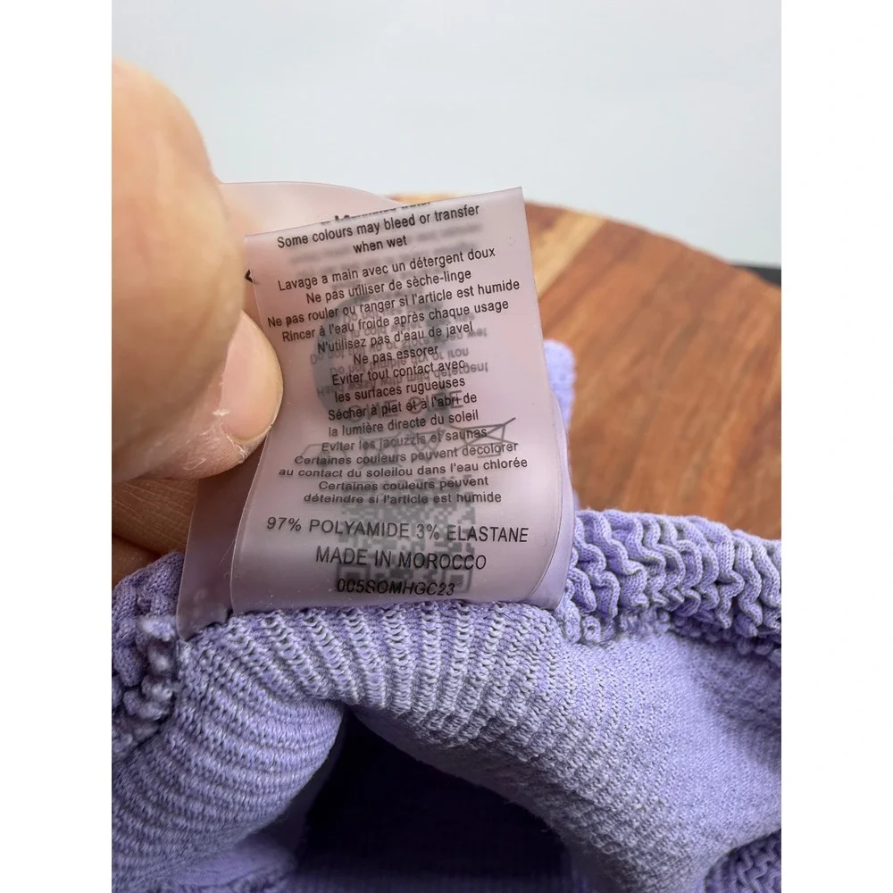 Hunza G Crinkle Bikini Bottoms Women One Size Purple Lavender Textured Stretch